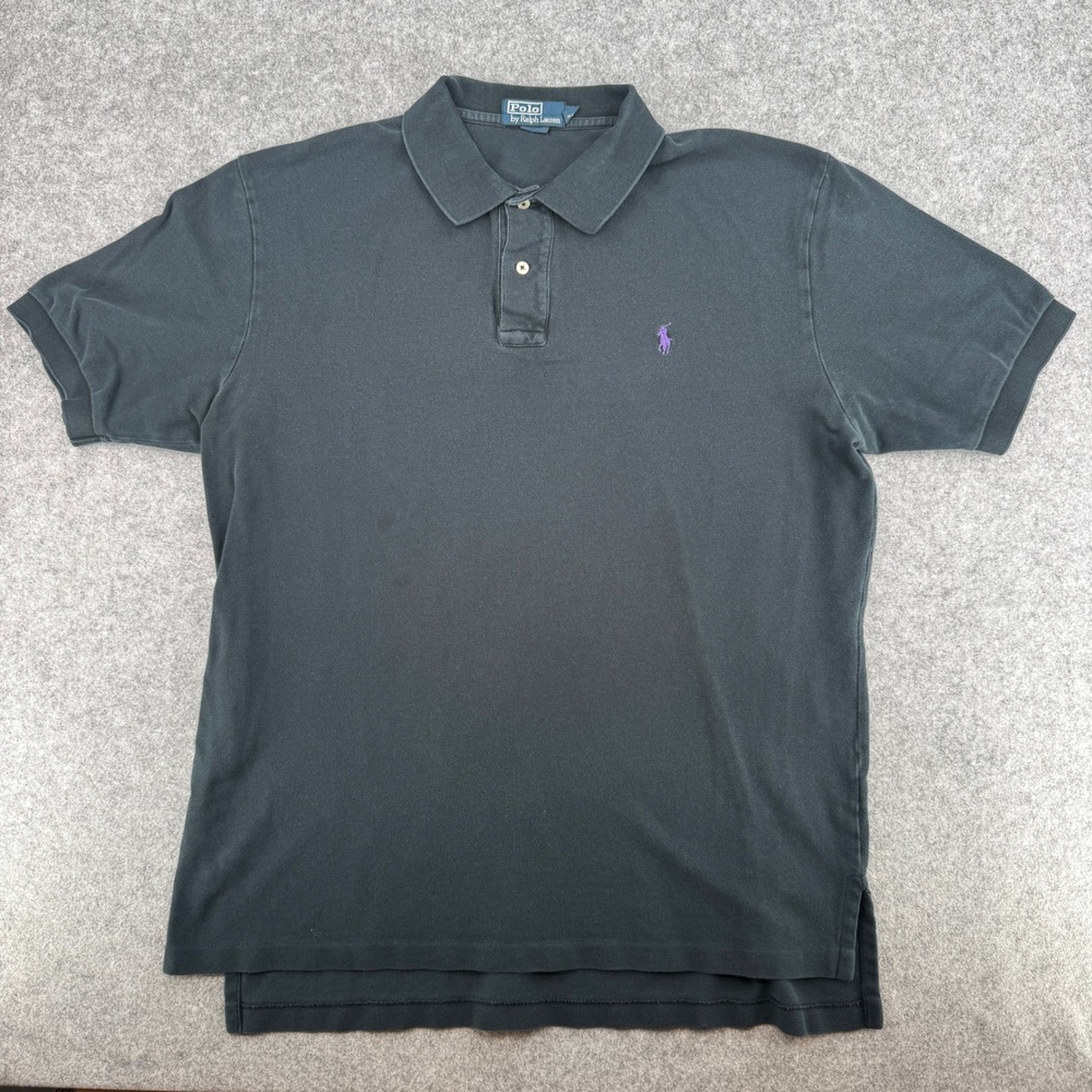 Polo Ralph Lauren Polo Mens XL Short Sleeve Black Purple Pony EUC